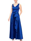 ALEX EVENINGS WOMENS RUFFLED LONG EVENING DRESS