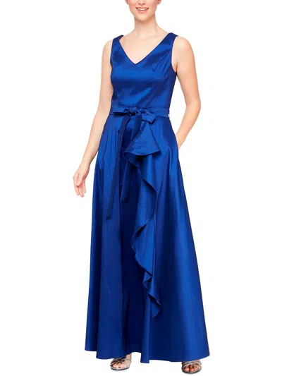Alex Evenings Womens Ruffled Long Evening Dress In Blue