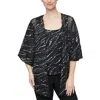 ALEX EVENINGS WOMENS SEQUINED 2 PC PULLOVER TOP