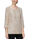 ALEX EVENINGS WOMENS SEQUINED BLOUSE