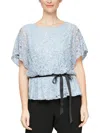 ALEX EVENINGS WOMENS SEQUINED LACE BLOUSE