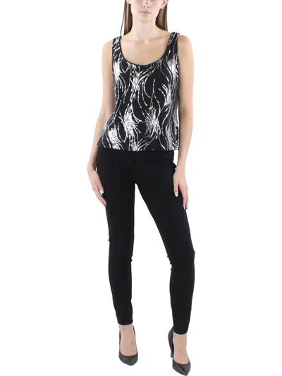 Alex Evenings Womens Sequined Scoop Neck Tank Top In Black