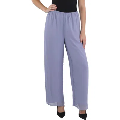 Alex Evenings Womens Solid Chiffon Pants In Blue