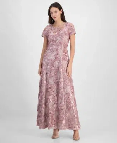Alex Evenings Womens Soutache Sequined Evening Gown In Purple