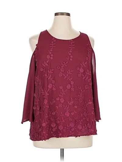 Pre-owned Alex Marie 3/4 Sleeve Blouse In Burgundy