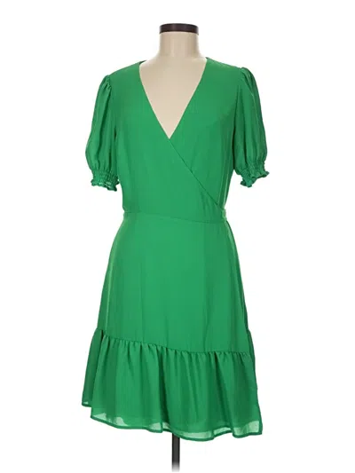 Pre-owned Alex Marie 3/4 Sleeve Top Green Plunge Neckline Tops