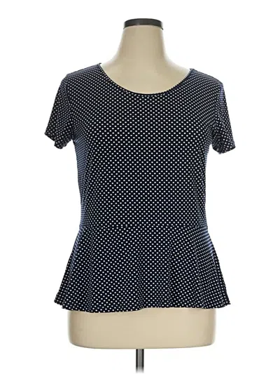 Pre-owned Alex Marie Short Sleeve Top Blue Polka Dots Pattern Crew Neck Tops