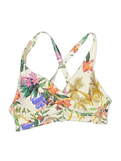 Pre-owned Alex Marie Swimsuit Top Ivory Floral Pattern Swimwear