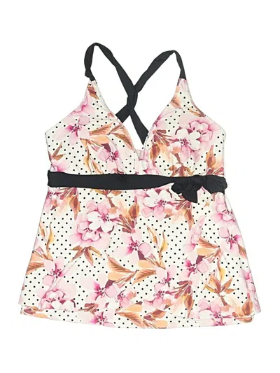 Pre-owned Alex Marie Swimsuit Top Pink Print Pattern Swimwear
