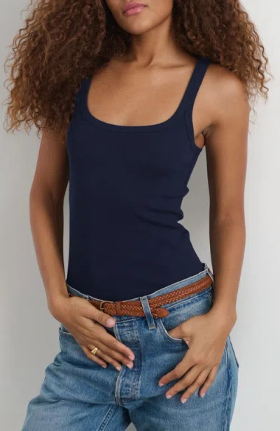 Alex Mill 365 Stretch Cotton Rib Tank In Dark Navy