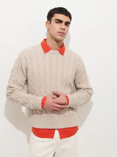 Alex Mill Aaron Cable Sweater In Cotton In White