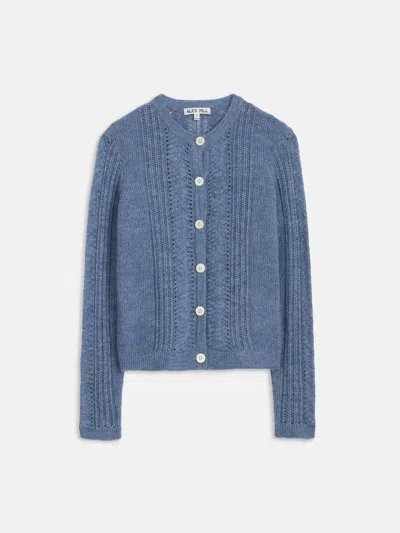 Alex Mill Addison Pointelle-knit Cardigan In Slate Blue