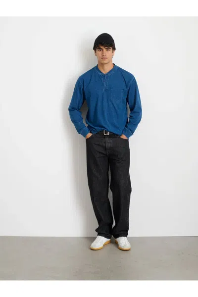 Alex Mill Alan Henley Tee In Indigo In Animal Print