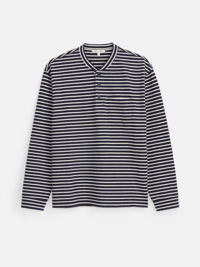 Alex Mill Alan Striped Henley In Cotton In Natural/black