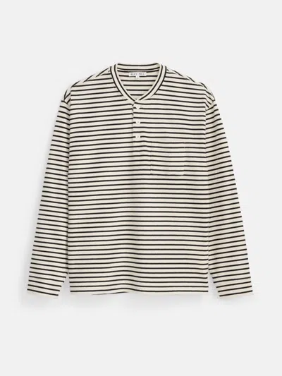 Alex Mill Alan Striped Henley In Cotton In Navy/natural