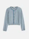 Alex Mill Albertina Striped Cotton Cardigan In French Blue/white