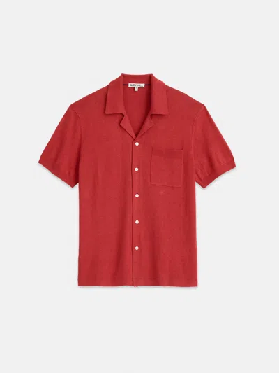 Alex Mill Aldrich Knit Shirt In Hemp Cotton In Persimmon
