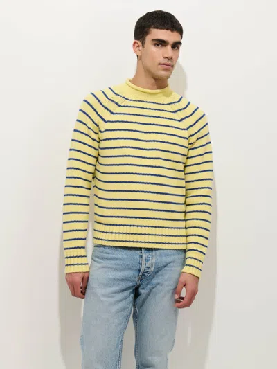 Alex Mill Alex Striped Rollneck In Cotton In Yellow