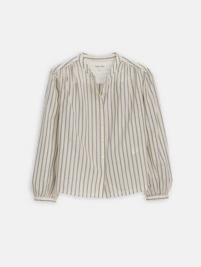 Alex Mill Ali Striped Top In Cotton Voile In Neutral