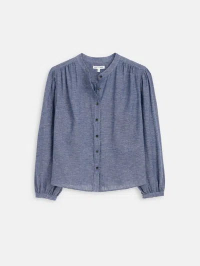 Alex Mill Ali Top In Cotton Linen In Blue