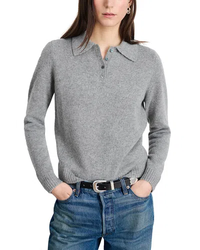 Alex Mill Alice Cashmere Polo Sweater In Heather Grey