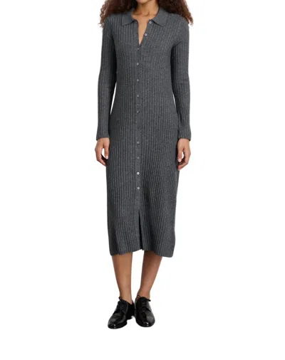 ALEX MILL ALICE LONG SLEEVE RIB DRESS IN MEDIUM HEATHER GREY