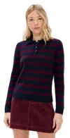 Alex Mill Alice Polo In Cashmere Stripe In Blue