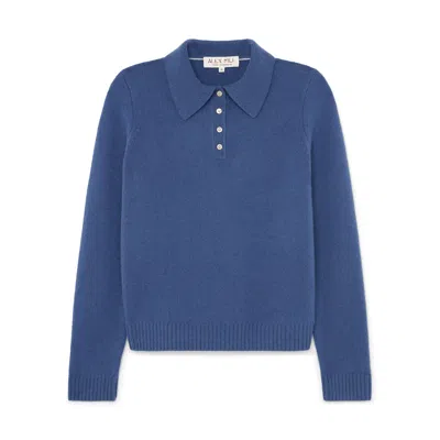 Alex Mill Alice Polo Sweater In Infinity Blue