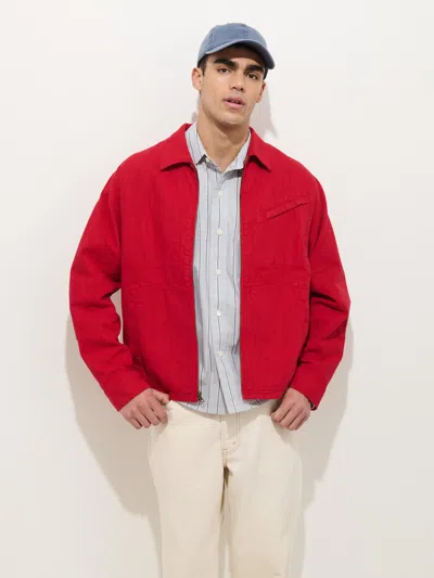 Alex Mill Andre Zip Jacket In Linen Twill In Red