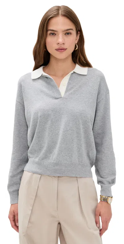 Alex Mill Angelina Polo Sweater In Cotton Cashmere Grey Flannel In Gray