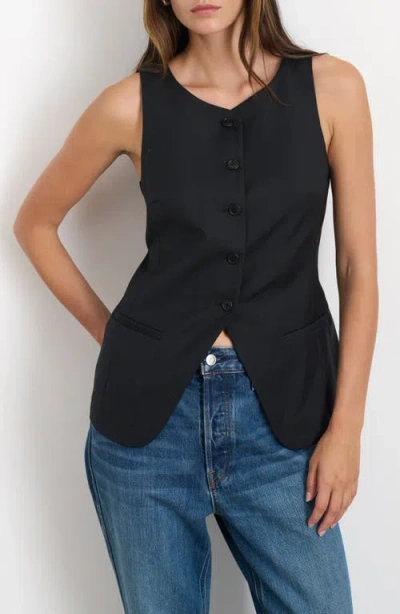 Alex Mill Anna Long Cutaway Vest In Rich Black