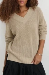 Alex Mill Arielle V Neck Sweater In Cotton Linen In Neutral