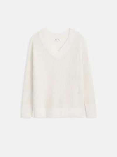 Alex Mill Arielle V Neck Sweater In Cotton Linen In Off White