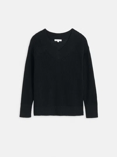 Alex Mill Arielle V Neck Sweater In Cotton Linen In Black