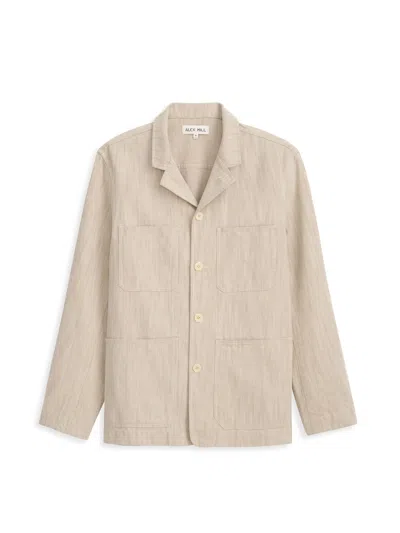 Alex Mill Arthur Work Jacket In Cotton Linen Twill In Flax Ivory