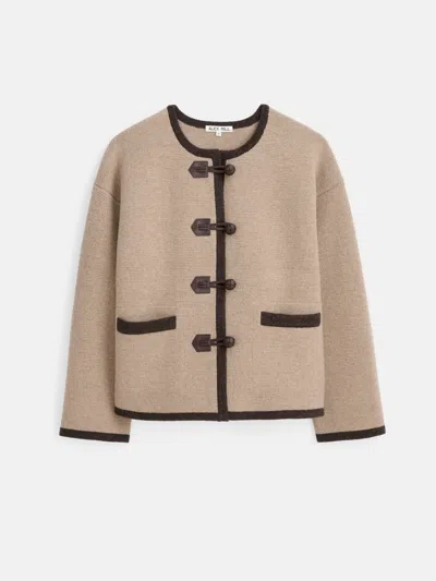 Alex Mill Aubrey Sweater Jacket In Merino Wool In Oatmeal