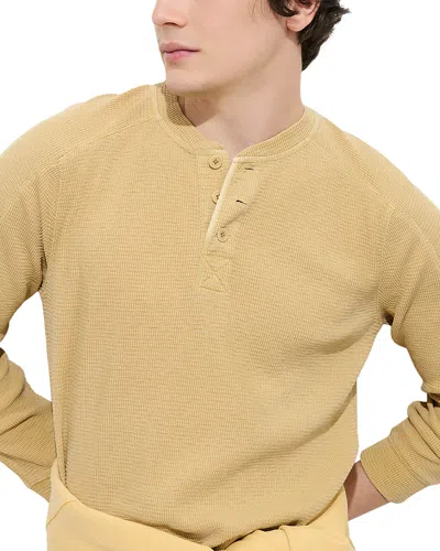 Alex Mill Austin Loose Fit Thermal Cotton Henley Shirt In Yellow