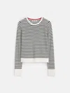 Alex Mill Ava Crewneck Sweater In Stripe Extra Fine Merino In Ivory/black
