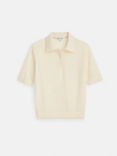 Alex Mill Ava Short Sleeve Polo In Extrafine Merino Wool In Lemon Sorbet