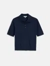 Alex Mill Ava Short Sleeve Polo In Extrafine Merino Wool In Navy