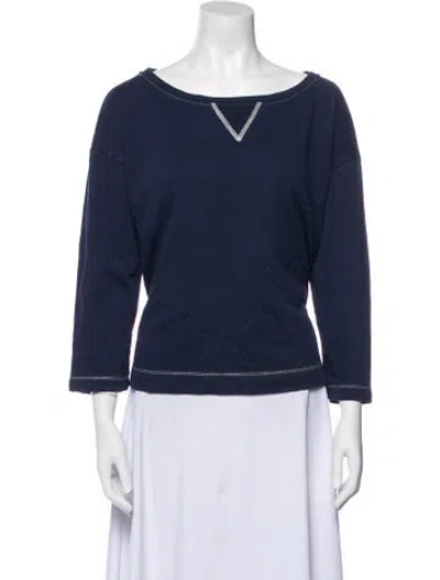 Pre-owned Alex Mill Bateau Neckline Three-quarter Sleeve Sweatshirt In Blue