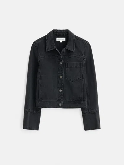 Alex Mill Betty Cropped Jacket In Black Denim In Washed Black