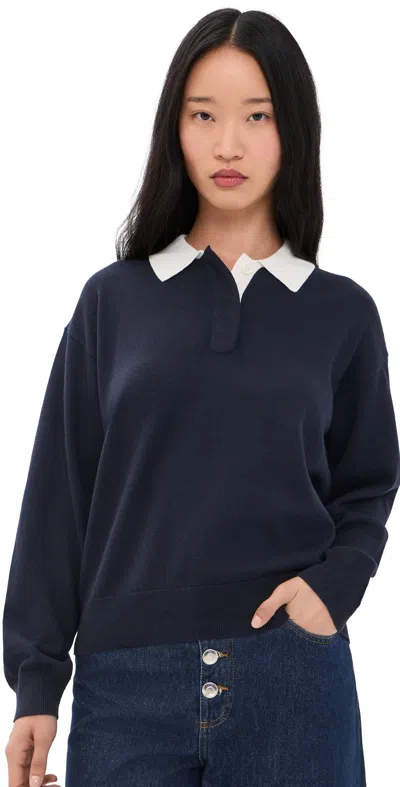 Alex Mill Bond Street Cashmere Polo Top Navy