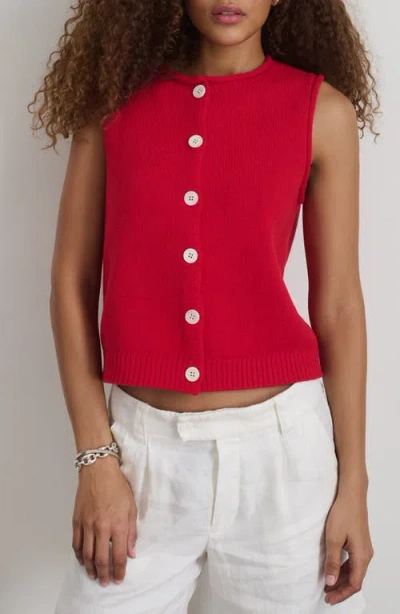 Alex Mill Soho Scoop Linen Cotton Vest In Crimson In Red