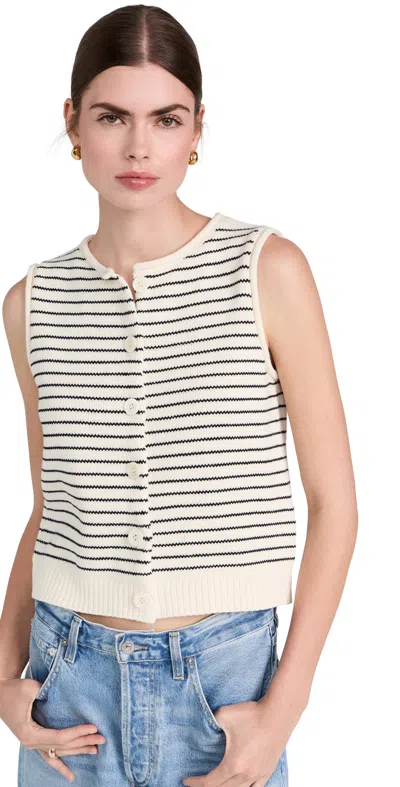 Alex Mill Bridget Striped Vest Ivory/black In Yellow