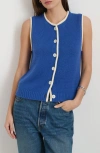 Alex Mill Bridget Tipped Sweater Vest In Blue