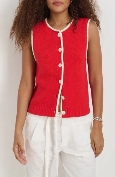 Alex Mill Bridget Tipped Vest In Cotton In Red