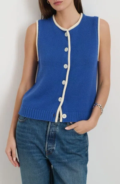 Alex Mill Bridget Tipped Sweater Vest In Blue