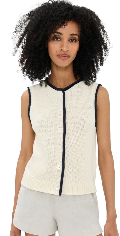 Alex Mill Bridget Tipped Vest Ivory/dark Navy In White