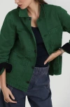 Alex Mill Britt Work Jacket In Herringbone In Emerald